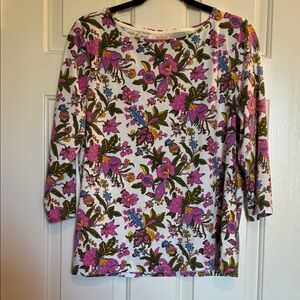 Talbots Floral Blouse with Pink and Green